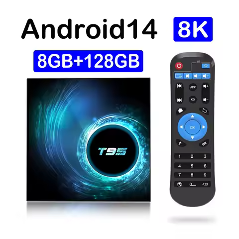 New T95 TV Box Smart Android 14 Dual Band Wifi 2.4G 5G 4K Video 8K Ram 8GB 64GB 128GB Set Top Box Me