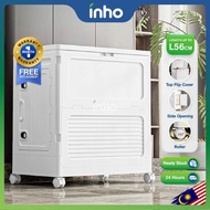 INHO L56cm Multipurpose Top Flip Storage Box Foldable Storage Cabinet Clothes Toy Storage Organizer