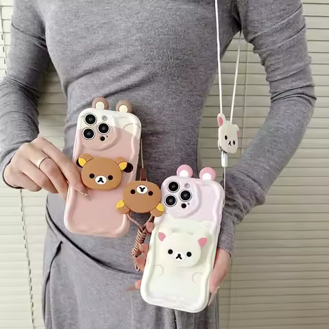 Rilakkuma For Xiaomi Redmi 9 10 12 13 14 A C Note 9 10 11 12 13 14 Pro S Ear Wave Case With Holder R