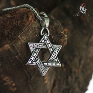 Dây chuyền Titan bản sắc nét Ngôi sao David của người Do Thái (2 mặt) - NL100 - Aluha