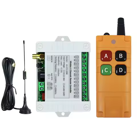 DC 12V 24V 36V 4CH RF Wireless Remote Control Switch Radio Receiver With 2000M Long Distance Remote 