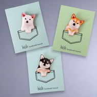 柴犬幼犬口袋胸針 (白柴/赤柴/黑柴)