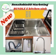 BUNDLE E single bowl kitchen sink 304 stainless DIARKIS brand with faucet & soap dispenser