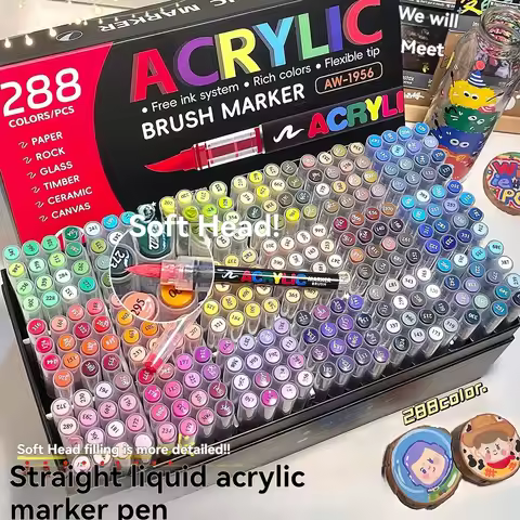 120-288 Colors Acrylic Paint Soft Brush Markers Set, Paint Pens Paint Markers, Acrylic Paint Pens fo