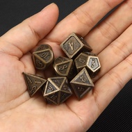 7PCS Metal Polyhedral Dice Bronze DND Game Dice for RPG Dungeons and Dragons DND RPG MTG D20 D12 D10