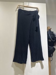 女裝 全新 黑色 闊腿 闊腳 綁帶 針織 七分褲 長褲