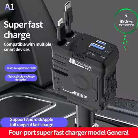 Retractable Car Charger Handsfree Car MP3 Player Stereo Car FM Modulator PD36W Quick Charge QC3.0 U 