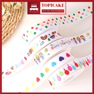 Odd 3m Colorful Ribbon Happy Birthday, Just For You, Happy Holidays... Size 2cm - 2.5cm Used to Deco