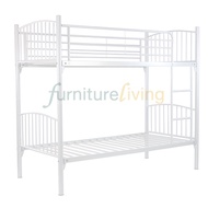 Furniture Living Metal Double Decker Bedframe / Bunk Bed (Silver/White)