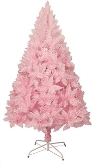 Pink Artificial Christmas Tree Christmas Tree Hinged Spruce Dull Pvc Christmas Tree With Metal Stand Premium Encrypted Full Christmas Tree Festive Decoration-Pink 7Ft (210Cm) (6Ft(180Cm)) (7Ft(21