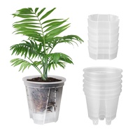 Big Discount-6 Inch Transparent Plastic Nursery Plant Pots Self Watering 5 Pack with Deep Reservior