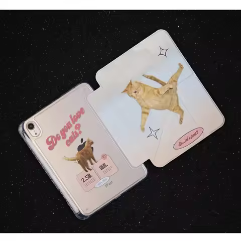 Orange Cat Y-shaped iPad 7/8/9 case 2025 Air7 Shell Air 5 6 Apple Pro 11/10.9 flat shell iPad 10.2/1