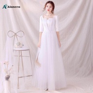 ALANERO Prom Formal Event Elegant Classy French Satin Long Gown For Ninang Wedding Glitz And Glam Dr