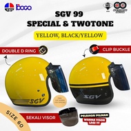 SGV 99 SPECIAL YELLOW & SGV 99 2 TONE BLACK/YELLOW Helmet Colour Siap Combo Visor (Size L) SIRIM APP