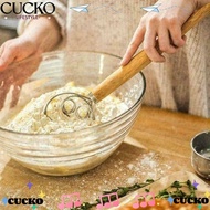 BACKSTR 13" Oak Handle Flour Mixer Kitchenware Egg Beater Flour Coil Mixer Flour Beater Flour Mixer