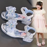 Girls Sandals Summer 2025 New Style Elsa Crystal Shoes Children Princess Shoes Rhinestone Little Gir