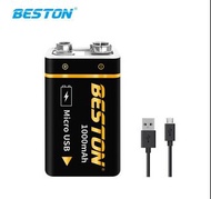 Beston 9V 1000mAh USB Li-ion Rechargeable Battery 低放電 鋰電池 充電池 叉電