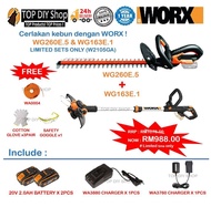 (RAYA PROMO) WORX WG260E.5 CORDLESS HEDGE TRIMMER 20V + WORX WG163E.1 20V 2.0AH CORDLESS GRASS TRIMM