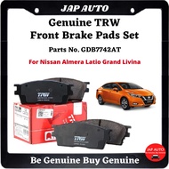 1 Pasang - Genuine TRW Front Brake Pad - Nissan Almera , Latio , Grand Livina  - GDB7742AT