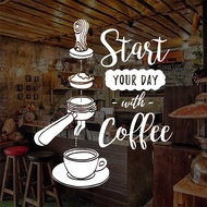 Glass Wall Sticker Cafe Quotes Coffee Coffee Shop Sticker Cutting 1n
