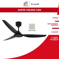 Elmark SUPER 3000 Ceiling Fan 56" DC Motor 6 Speed 3 Blades With Remote Control SUPER-MBK