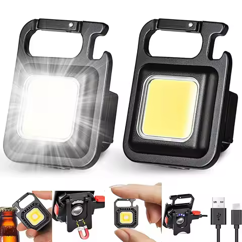 LED Flashlight Super Bright 1500LM Folding Bracket Bright EDC Keychain USB Rechargeable Waterproof L