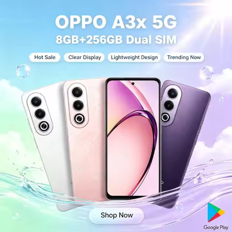 OPPO A3x 5G Global Unlocked Phone 8GB+256GB 5100mAh Battery 45W Flash Charge Shockproof IP54 Dustpro
