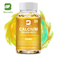 BEWORTHS 4-in-1 Calcium 600 Mg with Vitamin D3 K2 B12 Capsules for Bone Strength Heart Health Immune Support Nerve &amp; Muscle Function for Women &amp; Men