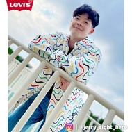 Levis 男款 襯衫外套 / Oversize寬鬆版型 / 復古大口袋 / 街頭波浪彩繪 熱賣單品