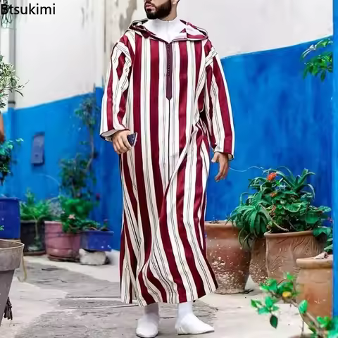 Muslim Men Clothing Kaftan Robes Pakistan Traditional Ethnic Loose Middle East Thobe Kurta Arab Abay