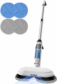 iDOO Cordless Electric Mop, Dual-Motor Electric Spin Mop with Detachable Water Tank &amp; LED Headlight, Electric Floor Spray Mop for Hardwood, Tile, Laminate, Vinyl, 46dB Quiet Clean &amp; Waxing