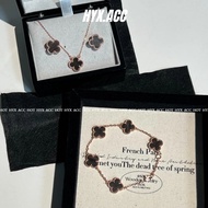 Women's Bracelet Necklace Gray Four-Leaf Clover Bracelet Elegant Four-Leaf Clover Accessories Set Ea