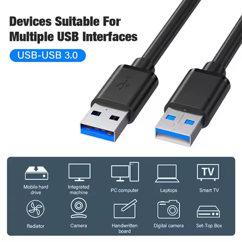USB 3.0 Extension Cable Double USB A Male to Male USB3.0 Extender Cord Data Transmission for Hard Dr