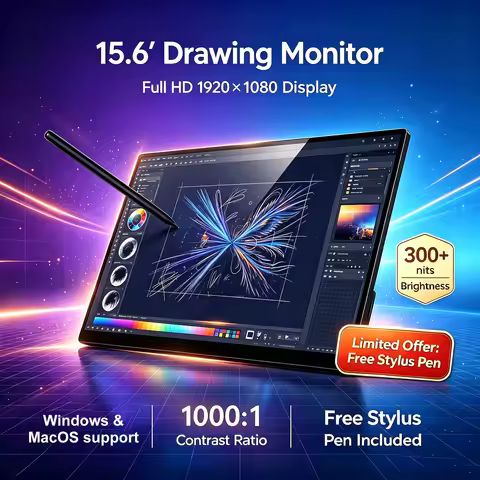 VCHANCE 15.6'' Portable Monitor with Stylus 1920x1080p 16:9 100%sRGB Game Display For Laptop Macbook