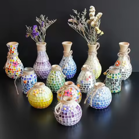 Mosaic vase handmade DIY material bag making parent-child gifts student activities creative wisdom