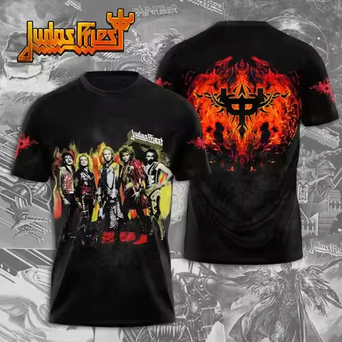 Heavy Metal Rock Band T-shirt, 3d Printed Judas Priest T-shirt, Men's and Women's Fashion T-shirt, M