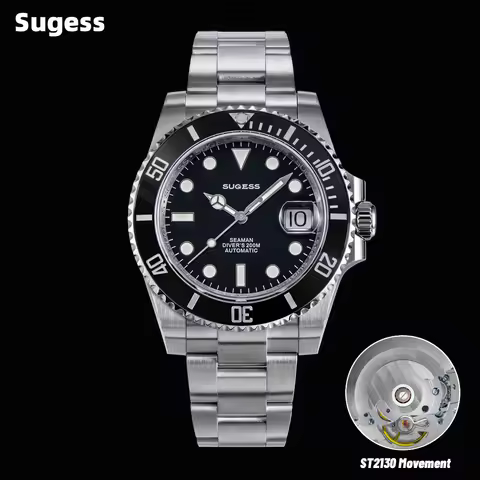 Sugess Men of Watch Automatic Mechanical ST2130 Movement Wristwatches 200M Water Resistant Sapphire 