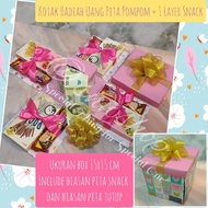 Pompom Ribbon Money Box Gift + 1 Layer Snack | Explosion Box