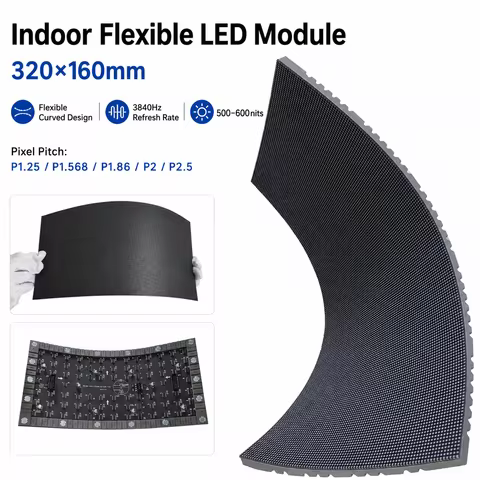 Flexible LED screen panel module Indoor 320*160mm P1.25 P1.568 P1.86 P2 P2.5 RGB Full color Soft LED