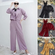 The Latest Korean MODEL Women's Suits JUMPSUIT Suits ONE SET 2IN1 MOSCREPE PREMIUM