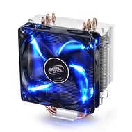 CPU Cooler 4 Heatpipes PWM Fan Intel LGA1151 AMD AM4 12cm Blue LED Heatsink Gaming Desktop PC De-Vibration
