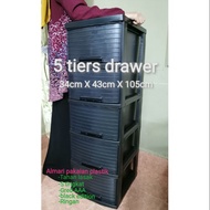 5 tiers drawer | almari pakaian baju plastik | Black edition |  Tahan lasak Felton |  laci storage cabinet rak seluar