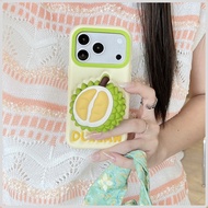 3D Durian iPhone 17 Pro Max Case 16 15 14 Casing Stand Griptok Holder | Sarung Telefon Pelindung Kam