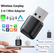 Mini Wireless Adapter for Apple CarPlay Android Auto 2in1 Smart Dongle for OEM CarPlay Wired to Wire