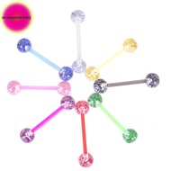 Strongaroetrtomj 8PCS/Set Colorful Glitters Acrylic Barbell Ball Tongue Rings Piercing Jewelry SG