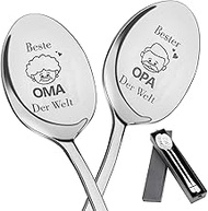 Pack of 2 Grandma and Grandpa Gifts, Coffee Spoons with Engraving, Best for Christmas Gifts, Birthda