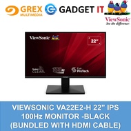 VIEWSONIC VA22E2-H 22" IPS 100Hz MONITOR -BLACK (BUNDLED WITH HDMI CABLE)