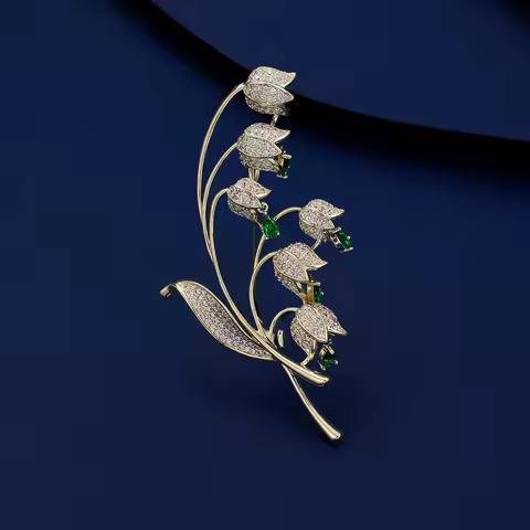 SUYU Fashion Trend Elegant Zircon Inlaid Brooch Women's Luxury Brooch Coat Accessories Pin Bell Orch