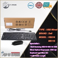 Dell Dentsing KB216+MS116  USB Wired Optical  Ergonomic 1000 dpi Keyboard and Mice Set-1.8M Cable Length