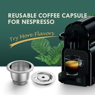 【i Cafilas】[NESC01] Reusable Coffee Capsule Coffee Pods Filter Refillable Stainless Steel Coffee Filters With Tamper Espresso Coffee Crema Maker for Nespresso Machine Inissia C40,D40,F111 Lattissima One,Pro F456,Touch